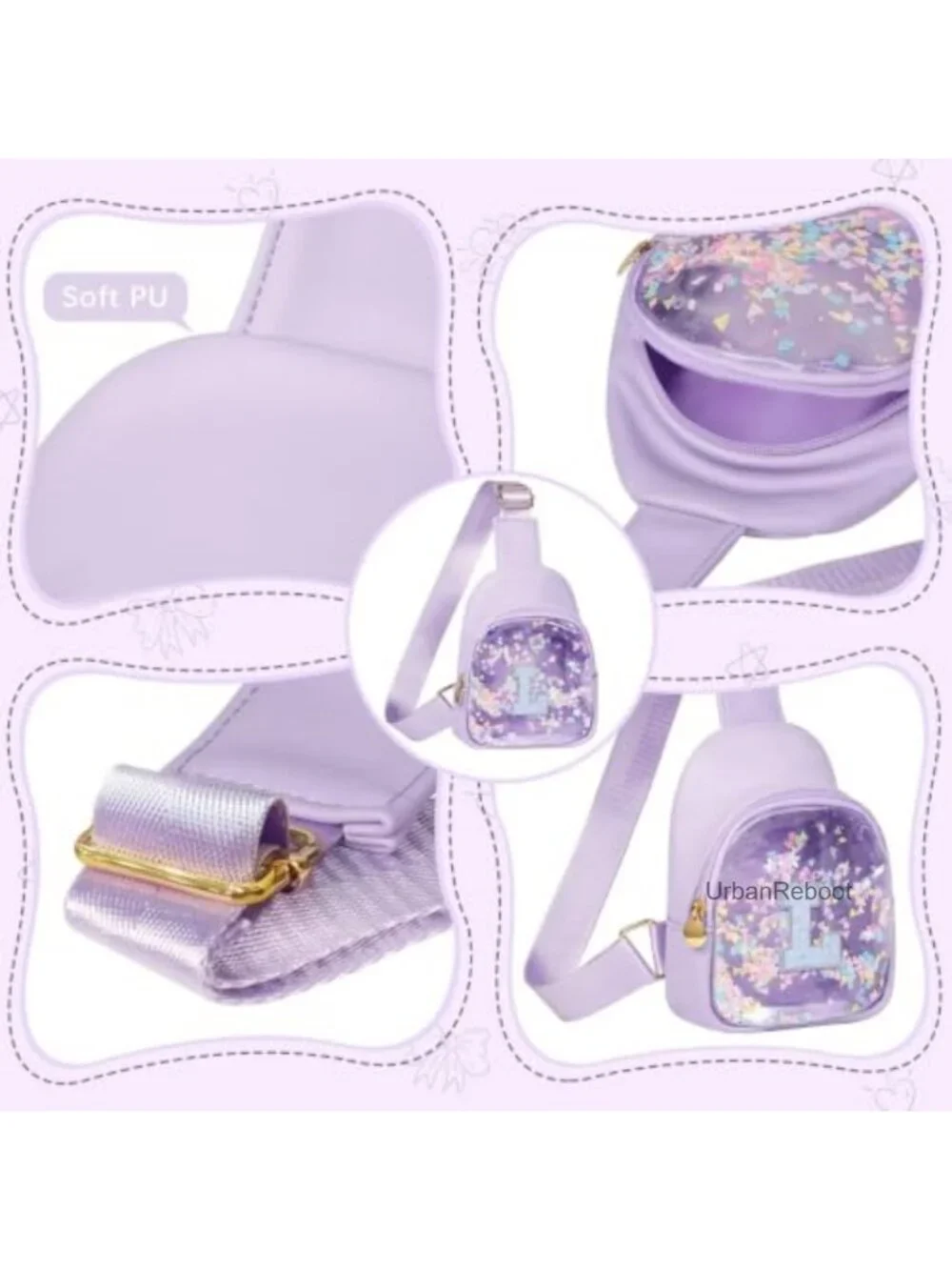 Clear Crossbody Sling Bag for Toddler Girls PU Leather Adjustable Strap